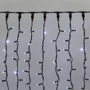 Гирлянда занавес 2×1,5 м, Белый Статика, 360 LED, чёрный каучук, IP67