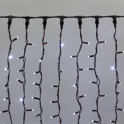 Гирлянда занавес 2×1,5 м, Белый Статика, 360 LED, чёрный каучук, IP67
