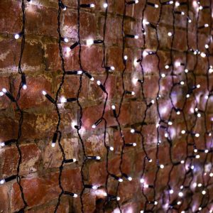 Гирлянда-занавес 2×3 м, Белый с Мерцанием, 600 LED, чёрный ПВХ, IP65, 230В
