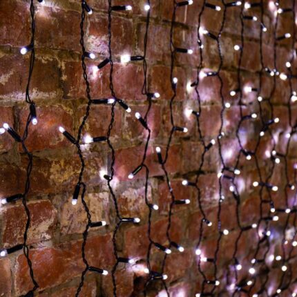 Гирлянда-занавес 2×3 м, Белый с Мерцанием, 600 LED, чёрный ПВХ, IP65, 230В