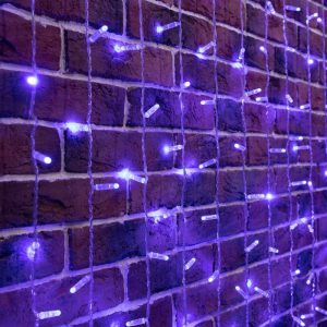 Гирлянда Занавес 2×6 м, Синий Статика, 230 В, 768 LED, прозрачный ПВХ, IP65