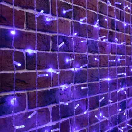 Гирлянда Занавес 2×6 м, Синий Статика, 230 В, 768 LED, прозрачный ПВХ, IP65