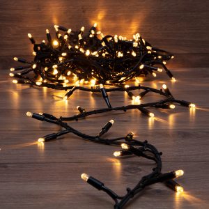 Гирлянда Кластер 10 м Тепло-Белая Статика, 200 LED, Чёрный Каучук, IP67, NN