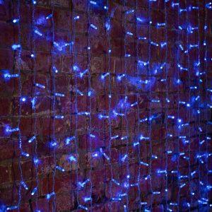 Гирлянда Занавес 2×1,5 м, Синий Статика, 192 LED, Провод Прозрачный ПВХ, IP65