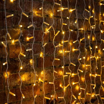 Гирлянда Занавес 2×6 м Тёплый Белый с Мерцанием, 230В, 768 LED, Провод Белый ПВХ, IP65