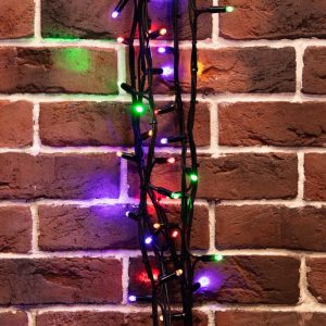 Гирлянда Нить управляемая 20 м Мультиколор с динамикой, 230 В, 240 LED, Провод Чёрный Каучук, IP67