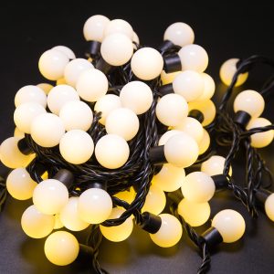 Гирлянда Мультишарики 10 м Тепло-Белая Статика, 80 LED, Чёрный ПВХ, IP65, NN