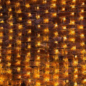 Гирлянда сетка 2×1,5 м, тепло-белая с динамикой, 288 LED, чёрный ПВХ, IP65