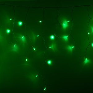 Гирлянда Бахрома 2,4 м Зелёная Статика, 88 LED, Прозрачный ПВХ, IP65, NN