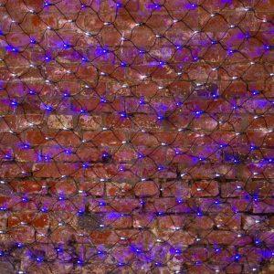 Гирлянда сетка 2×1,5 м, бело-синяя с динамикой, 288 LED, чёрный ПВХ, IP65