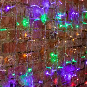 Гирлянда Занавес 2×1,5 м, Мультиколор Статика, 192 LED, Провод Прозрачный ПВХ, IP65