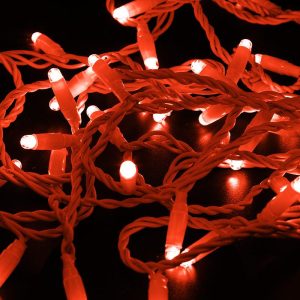Гирлянда Нить 10 м (2 модуля x 5м) Красная с Мерцанием, 100 LED, Белый ПВХ, IP65, NN