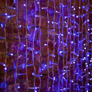 Гирлянда занавес 2×1,5 м, Синий Статика, 360 LED, белый каучук, IP67
