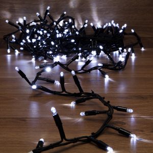 Гирлянда Кластер 10 м Белая Статика, 200 LED, Чёрный Каучук, IP67, NN