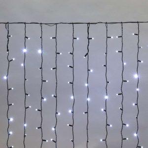 Гирлянда занавес 2×1,5 м Белый Статика, 300 LED, чёрный ПВХ, IP65