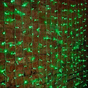 Гирлянда занавес 2×3 м, Зелёный Статика, 448 LED, прозрачный, IP65