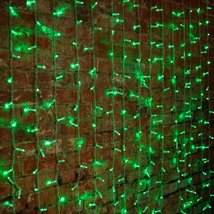 Гирлянда занавес 2×3 м, Зелёный Статика, 448 LED, прозрачный, IP65