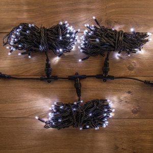 Гирлянда Клип Лайт Спайдер, комплект 3 белых нити статика по 10 м, 24 В, 198 LED, провод чёрный ПВХ, IP65