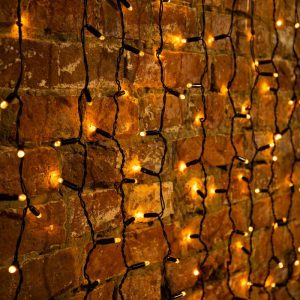 Гирлянда занавес 2×1,5 м Жёлтый Статика, 360 LED, чёрный ПВХ, IP65