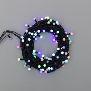 Гирлянда Мультишарики 20 м RGB с быстрой сменой цвета, 230 В, 200 LED, шарики 13 мм, Чёрный ПВХ, IP65
