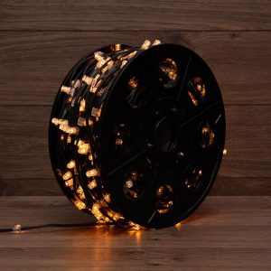 Светодиодная гирлянда Клип-Лайт 100 м, жёлтая статика, 12В, 665 LED, провод темно-зелёный ПВХ, IP65