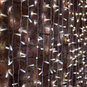 Гирлянда-занавес 2×3 м, Белый с Мерцанием, 600 LED, белый ПВХ, IP65, 230В