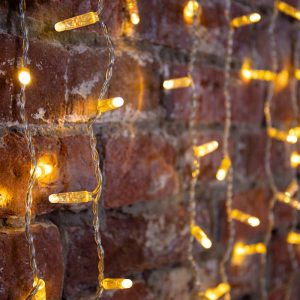 Гирлянда занавес 2×1,5 м Тепло-Белый с Мерцанием, 300 LED, IP65, прозрачный ПВХ