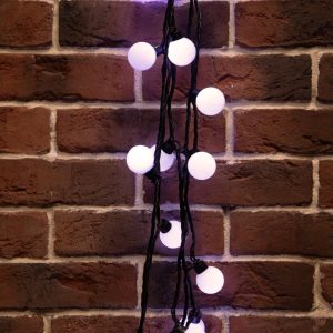 Гирлянда Мультишарики 10 м Белая Статика, 40 LED, Чёрный ПВХ, IP65, NN