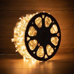 Светодиодная гирлянда Клип-Лайт 100 м, тёплая статика, 12В, 665 LED, провод прозрачный ПВХ, IP65