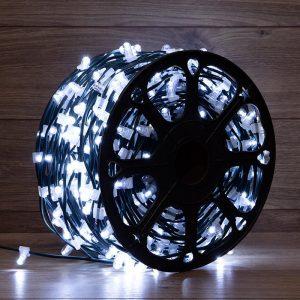 Светодиодная гирлянда Клип-Лайт 100 м, белая с мерцанием, 12В, 665 LED, провод чёрный ПВХ, IP65