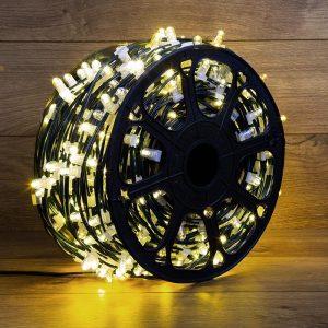 Светодиодная гирлянда Клип-Лайт 100 м, тёплая с мерцанием, 12В, 665 LED, провод чёрный ПВХ, IP65
