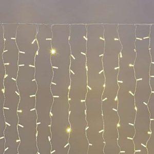 Гирлянда занавес 2×1,5 м Тепло-Белый Статика, 300 LED, белый ПВХ, IP65