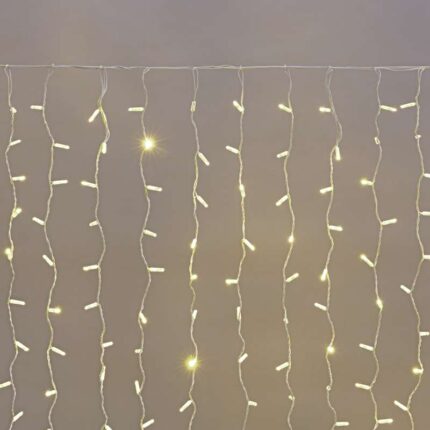Гирлянда занавес 2×1,5 м Тепло-Белый Статика, 300 LED, белый ПВХ, IP65