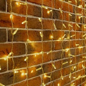 Гирлянда Занавес 2×9 м Тёплый Белый с Мерцанием, 230В, 1200 LED, Провод Прозрачный ПВХ, IP65