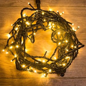 Гирлянда Нить 10 м Золотая с динамикой, 100 LED, Чёрный ПВХ, IP65, 230 В