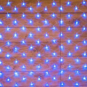Гирлянда сетка 1,5×1,5 м, синяя с динамикой, 150 LED, прозрачный ПВХ, IP20