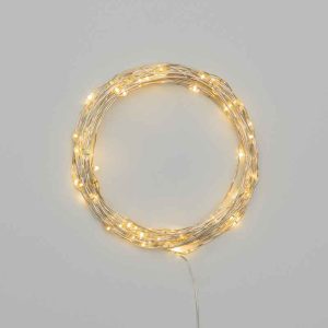 Гирлянда Роса 10 м Тепло-Белая Статика, 100 LED, Серебристый провод, IP20, HOME