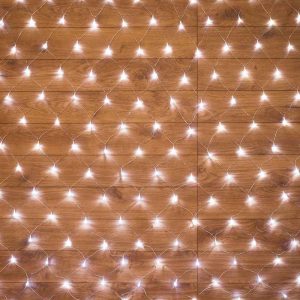 Гирлянда сетка 1,8×1,5 м, белая с динамикой, 180 LED, прозрачный ПВХ, IP20
