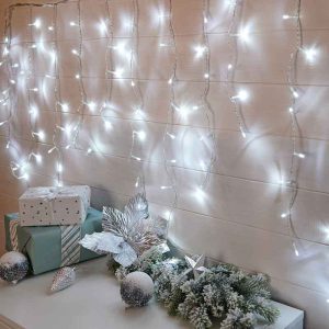 Гирлянда Бахрома 3 м Белая Динамический, 200 LED, Прозрачный ПВХ, IP20, NN