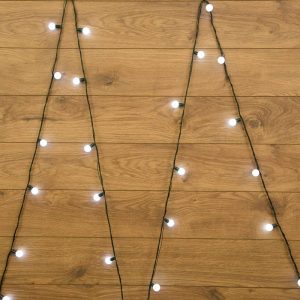 Гирлянда Мультишарики 5 м Белая Статика, 230 В, диаметр шарика 25 мм, 25 LED, Провод Тёмно-Зелёный ПВХ, IP20