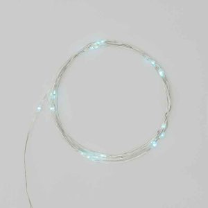 Гирлянда Роса 2м Бирюзовая Статика, 6В, 20 LED, Провод Серебряный Металл, IP20