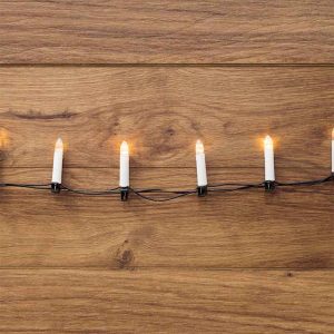 Гирлянда Свечи 10 м, тепло-белый статика, 50 LED, провод тёмно-зелёный ПВХ, IP20