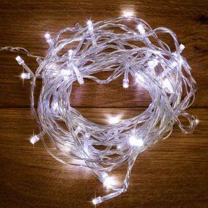 Гирлянда Нить 10 м Белая с Динамикой, 100 LED, Прозрачный ПВХ, IP20, HOME