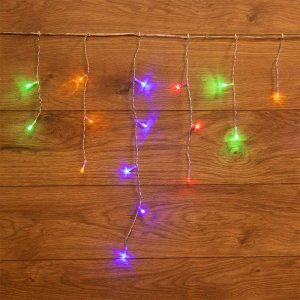Гирлянда Бахрома 1,8×0,5 м Мультиколор, 48 LED, Динамическое свечение, Прозрачный ПВХ, IP20