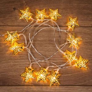 Гирлянда Звезды 1.2 м, тепло-белый свет, 12 LED, провод прозрачный ПВХ, IP20