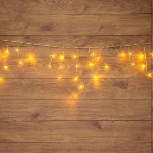 Гирлянда Бахрома 1,8×0,5 м Тепло-Белая, 48 LED, Динамическое свечение, Прозрачный ПВХ, IP20