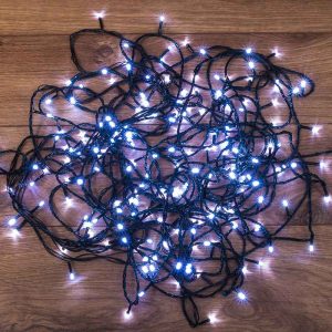Гирлянда Нить 12 м Белая с Динамикой, 120 LED, IP44, Темно-зелёный ПВХ