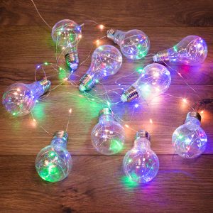 Гирлянда «Ретро-лампы» 3 м, мультиколор статика, 100 LED, провод прозрачный ПВХ, IP20