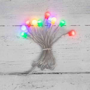 Гирлянда «Шарики» 1,5 м, мультиколор свет, 10 LED, провод прозрачный ПВХ, IP20