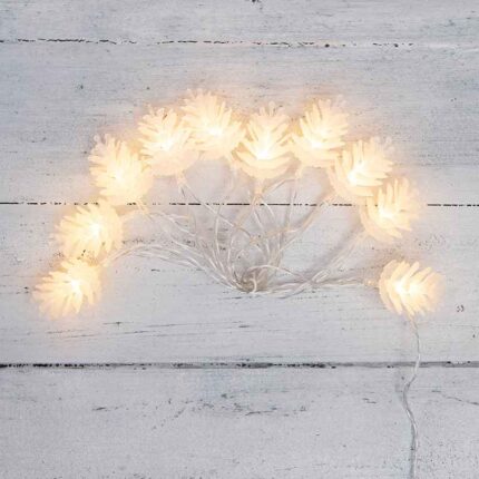 Гирлянда Шишки 1.5м, Тепло-Белый с постоянным свечением, 3В, 10 LED, Провод Прозрачный ПВХ, IP20